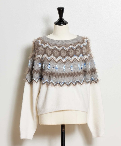 NOELA（ノエラ）の「ノルディック柄ニット（ニット/セーター・レディース・オフホワイト/チャコールグレー/ブルー・フリー）」の7枚目の写真