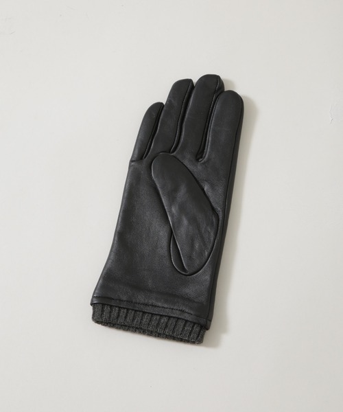 NANO universe(ナノユニバース)の「タッチパネル対応 リブ付きラムレザーグローブ(手袋・メンズ・ブラック・FREE)」の3枚目の写真