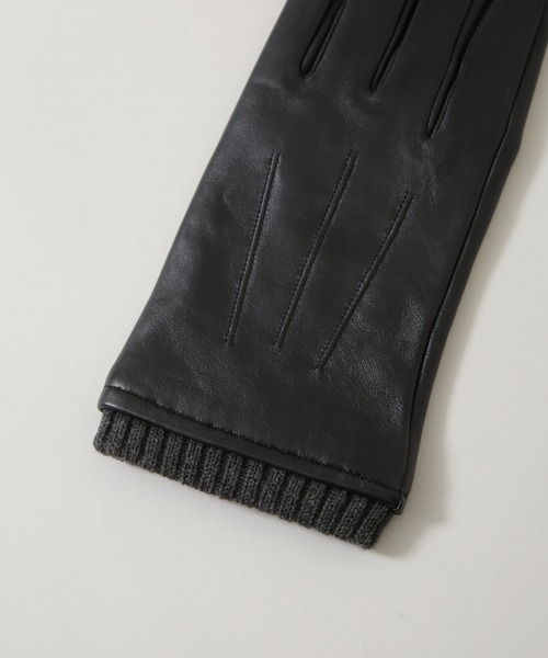 NANO universe(ナノユニバース)の「タッチパネル対応 リブ付きラムレザーグローブ(手袋・メンズ・ブラック・FREE)」の5枚目の写真