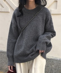 プチハイネックドロップショルダーニットプルオーバー