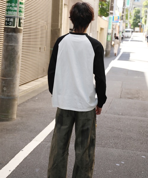 HOOK（フック）の「HOOK -original-　アメカジ古着風ロゴプリントラグランスリーブTEE（Tシャツ/カットソー・メンズ・ホワイト/ベージュ・L/M/XL）」の12枚目の写真