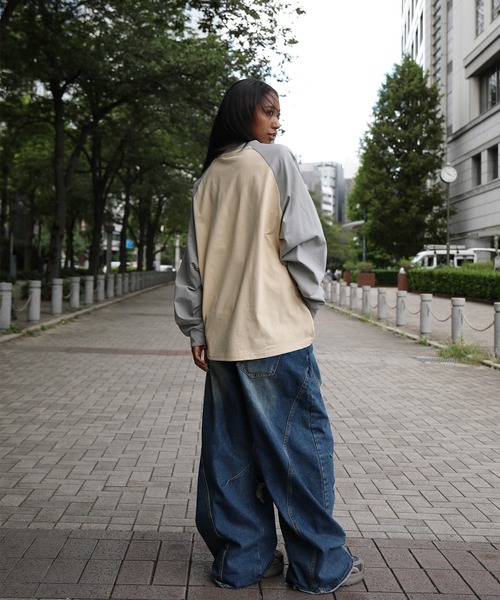 HOOK（フック）の「HOOK -original-　アメカジ古着風ロゴプリントラグランスリーブTEE（Tシャツ/カットソー・メンズ・ホワイト/ベージュ・L/M/XL）」の19枚目の写真