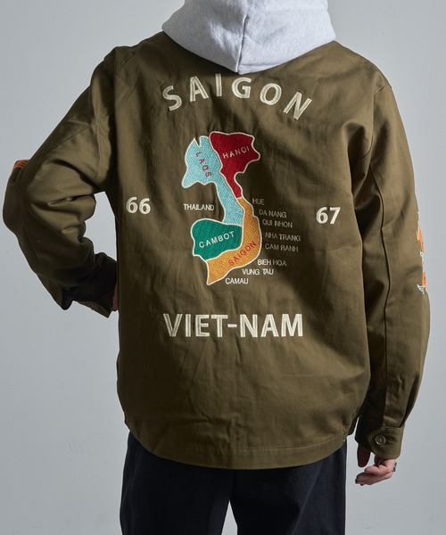 HOUSTON(ヒューストン)の「【HOUSTON】51351 VIETNAM JACKET(MAP)ベトナムジャケット べトジャン(その他アウター・メンズ・オリーブ/カーキ/ブラック・M/L/XL)」の8枚目の写真