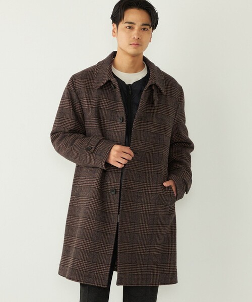 【美品】SHIPS シップス ステンカラ―コート ブラウン系【LL】 SHIPS Colors:ホロウ ウール ステンカラーコート（ステンカラーコート