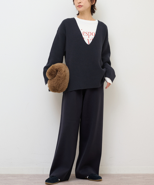 JOURNAL STANDARD relume(ジャーナルスタンダード レリューム)の「【MULTI FUNC+】セミワイドニットパンツ(その他パンツ・レディース・アイボリー/ネイビー/ブラウン・FREE)」の5枚目の写真
