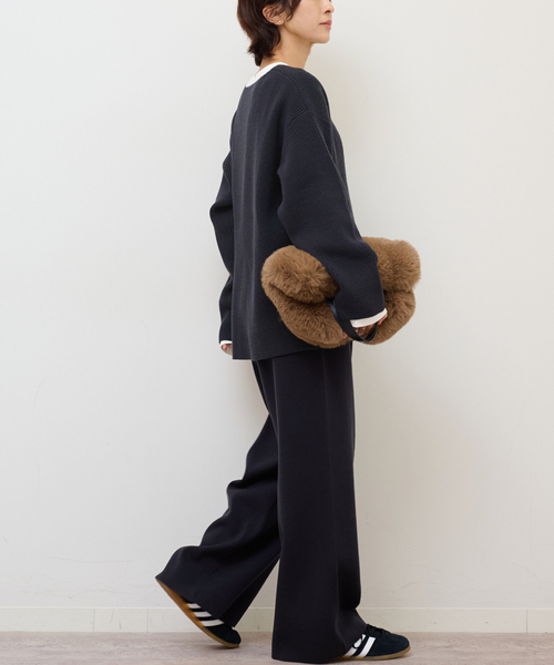 JOURNAL STANDARD relume(ジャーナルスタンダード レリューム)の「【MULTI FUNC+】セミワイドニットパンツ(その他パンツ・レディース・アイボリー/ネイビー/ブラウン・FREE)」の6枚目の写真