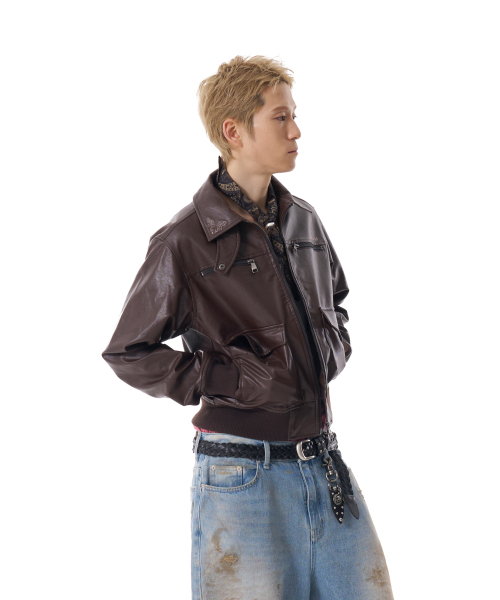 AAKAM（アーカム）の「Western Collar Leather Jacket (Brown)（ライダースジャケット・レディース・その他・1/2）」の5枚目の写真