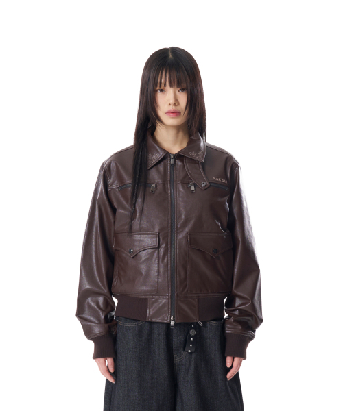 AAKAM（アーカム）の「Western Collar Leather Jacket (Brown)（ライダースジャケット・レディース・その他・1/2）」の9枚目の写真