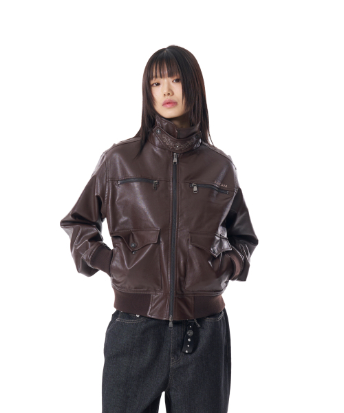 AAKAM（アーカム）の「Western Collar Leather Jacket (Brown)（ライダースジャケット・レディース・その他・1/2）」の10枚目の写真