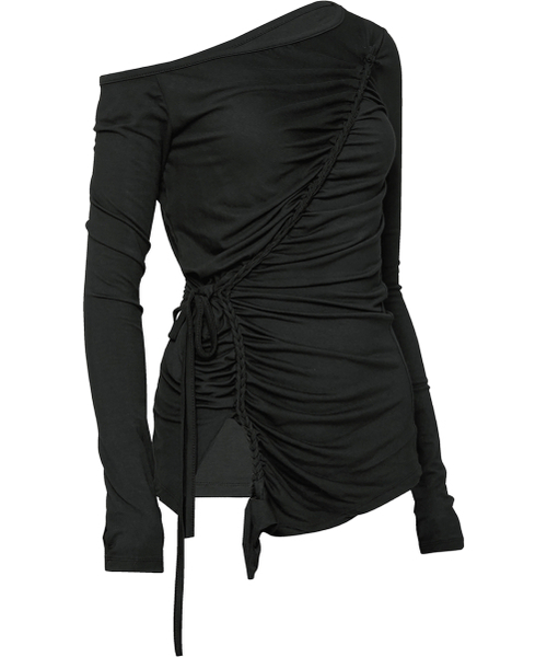 FLAREUP(フレアアップ)の「Handmade Twisted One-Shoulder Long Sleeve (FL-117_Black)(Tシャツ/カットソー・レディース・ブラック・FREE)」の1枚目の写真