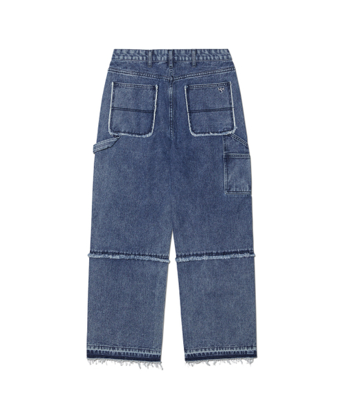 NOMANUAL(NOMANUAL)の「RAW EDGE DOUBLE KNEE PANTS - WASHED BLUE(デニムパンツ・レディース・その他・SMALL/MEDIUM/LARGE/X-SMALL)」の2枚目の写真
