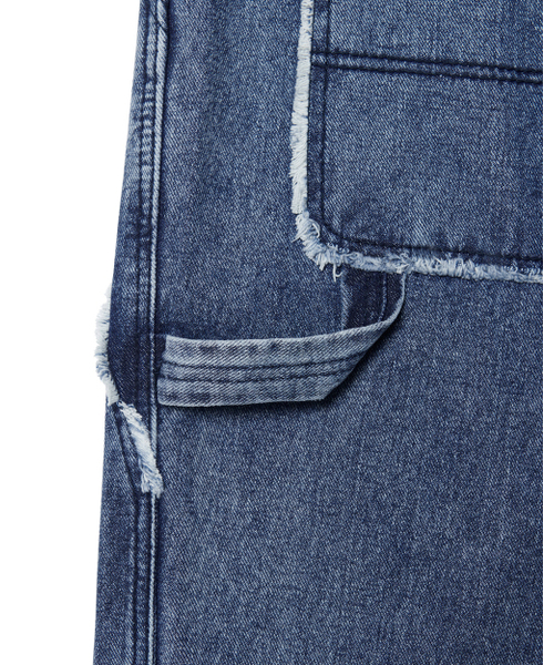 NOMANUAL(NOMANUAL)の「RAW EDGE DOUBLE KNEE PANTS - WASHED BLUE(デニムパンツ・レディース・その他・SMALL/MEDIUM/LARGE/X-SMALL)」の7枚目の写真