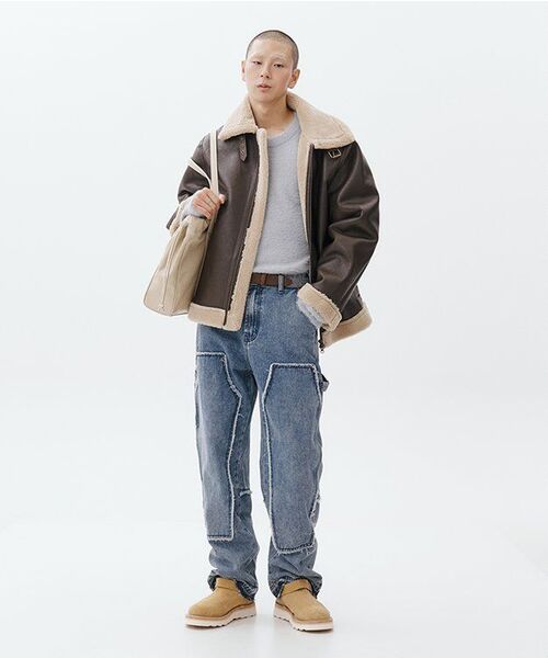 NOMANUAL(NOMANUAL)の「RAW EDGE DOUBLE KNEE PANTS - WASHED BLUE(デニムパンツ・レディース・その他・SMALL/MEDIUM/LARGE/X-SMALL)」の9枚目の写真