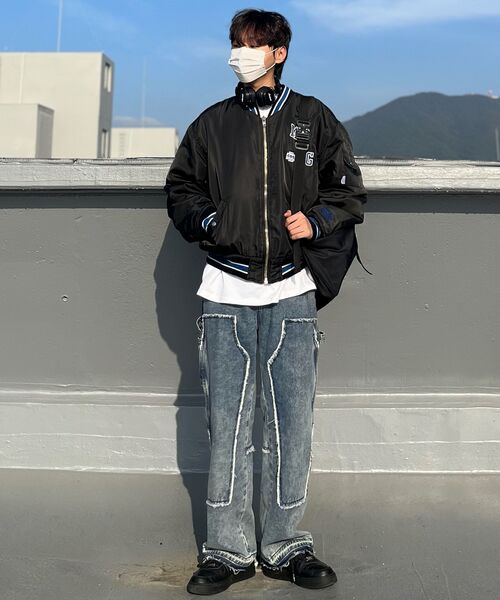 NOMANUAL(NOMANUAL)の「RAW EDGE DOUBLE KNEE PANTS - WASHED BLUE(デニムパンツ・レディース・その他・SMALL/MEDIUM/LARGE/X-SMALL)」の10枚目の写真