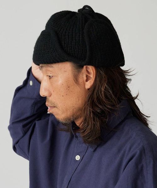 PENNEYS(ぺニーズ)の「PENNEYS/ペニーズ FOX EARFLAP BEANIE 刺繍ロゴ ローゲージ ニットキャップ(ニットキャップ/ビーニー・メンズ・パープル/ブラック/グレー・FREE)」の7枚目の写真