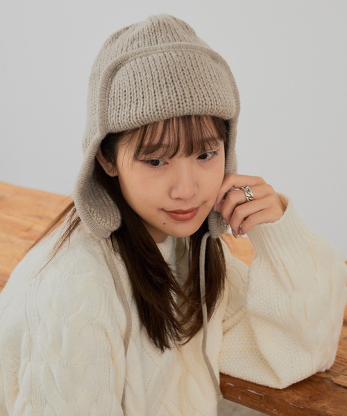 PENNEYS(ぺニーズ)の「PENNEYS/ペニーズ FOX EARFLAP BEANIE 刺繍ロゴ ローゲージ ニットキャップ(ニットキャップ/ビーニー・メンズ・パープル/ブラック/グレー・FREE)」の15枚目の写真