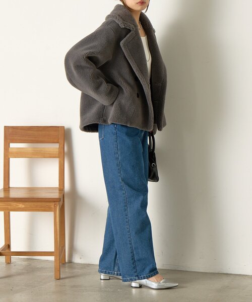 Jena espace merveilleux（ジェナ　エスパスメルヴェイユ）の「ボアダブルジャケット（その他アウター・レディース・ベージュ/チャコールグレー・FREE）」の17枚目の写真