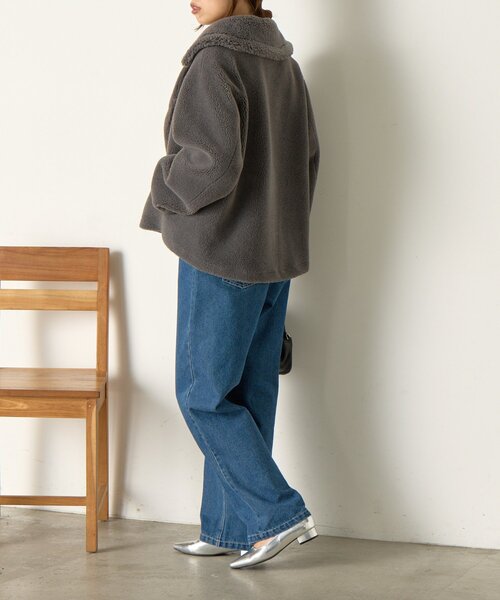 Jena espace merveilleux（ジェナ　エスパスメルヴェイユ）の「ボアダブルジャケット（その他アウター・レディース・ベージュ/チャコールグレー・FREE）」の19枚目の写真