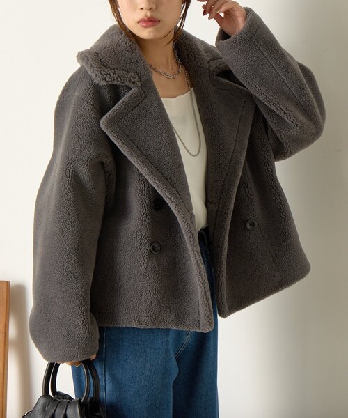 Jena espace merveilleux（ジェナ　エスパスメルヴェイユ）の「ボアダブルジャケット（その他アウター・レディース・ベージュ/チャコールグレー・FREE）」の22枚目の写真