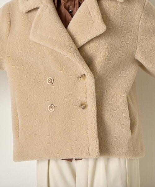 Jena espace merveilleux（ジェナ　エスパスメルヴェイユ）の「ボアダブルジャケット（その他アウター・レディース・ベージュ/チャコールグレー・FREE）」の8枚目の写真