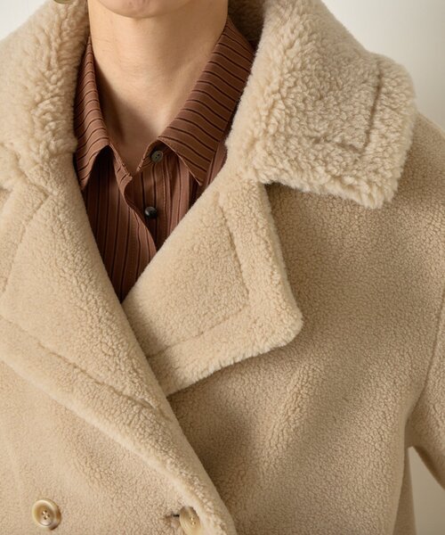 Jena espace merveilleux（ジェナ　エスパスメルヴェイユ）の「ボアダブルジャケット（その他アウター・レディース・ベージュ/チャコールグレー・FREE）」の10枚目の写真