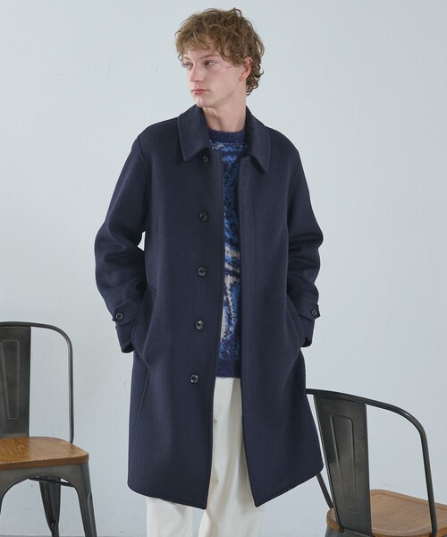 ABAHOUSE(アバハウス)の「【ON/OFF兼用】ウールモッサ バルカラーコート / ステンカラー(ステンカラーコート・メンズ・グレイッシュベージュ/ダークネイビー・44/46/48/50)」の1枚目の写真