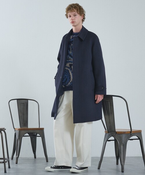 セール】【ON/OFF兼用】ウールモッサ バルカラーコート / ステンカラー