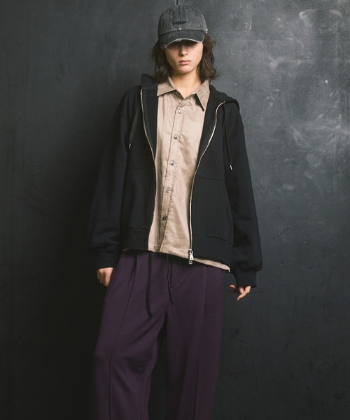 MAISON SPECIAL(メゾンスペシャル)の「《UNISEX》【ONE-MILE WEAR】Prime-Over Zip Hoodie/ワンマイルウェアプライムオーバージップパーカー【MAISON SPECIAL/メゾンスペシャル】■セットアップ対応■(パーカー・メンズ・ブラック/オフホワイト/グレー/チャコールグレー・2/1/0)」の12枚目の写真