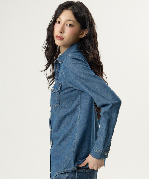 UNKNOWN PLANET（アンノウンプラネット）の「ウェスタンスリムデニムシャツブルー（シャツ/ブラウス・レディース・その他・SMALL/MEDIUM/FREE）」の4枚目の写真