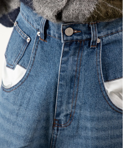 MILLION CARATS（ミリオンカラッツ）の「【差し色ポケットでこなれ見え】ワイドなのにすっきり細見え。リラクシーな穿き心地で気分は軽やか！体型カバーも叶う大人カジュアルなワイドデニム。（デニムパンツ・レディース・ブルー/グレー・FREE）」の8枚目の写真