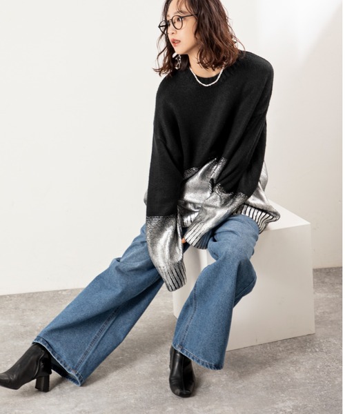 MILLION CARATS（ミリオンカラッツ）の「【差し色ポケットでこなれ見え】ワイドなのにすっきり細見え。リラクシーな穿き心地で気分は軽やか！体型カバーも叶う大人カジュアルなワイドデニム。（デニムパンツ・レディース・ブルー/グレー・FREE）」の18枚目の写真