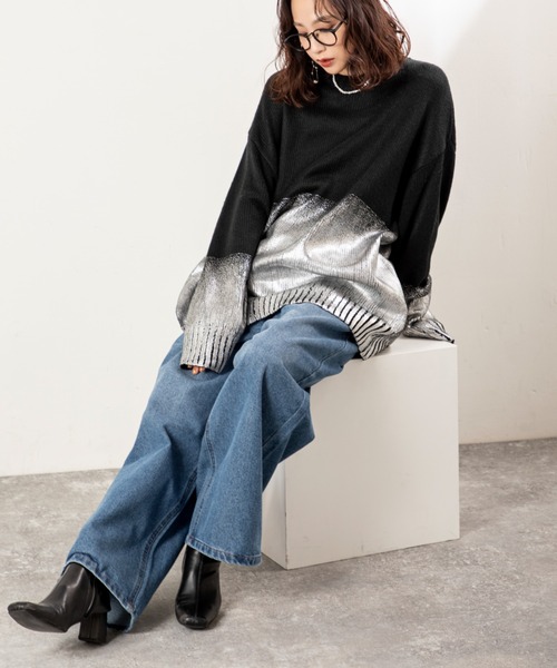 MILLION CARATS（ミリオンカラッツ）の「【差し色ポケットでこなれ見え】ワイドなのにすっきり細見え。リラクシーな穿き心地で気分は軽やか！体型カバーも叶う大人カジュアルなワイドデニム。（デニムパンツ・レディース・ブルー/グレー・FREE）」の19枚目の写真