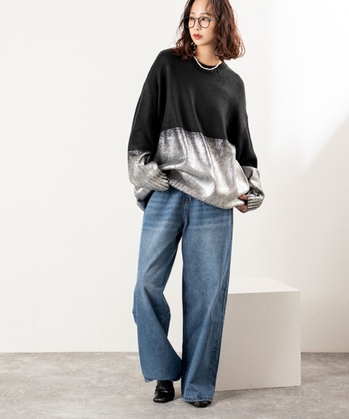 MILLION CARATS（ミリオンカラッツ）の「【差し色ポケットでこなれ見え】ワイドなのにすっきり細見え。リラクシーな穿き心地で気分は軽やか！体型カバーも叶う大人カジュアルなワイドデニム。（デニムパンツ・レディース・ブルー/グレー・FREE）」の17枚目の写真
