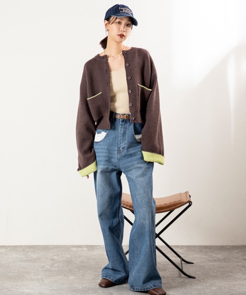 MILLION CARATS（ミリオンカラッツ）の「【差し色ポケットでこなれ見え】ワイドなのにすっきり細見え。リラクシーな穿き心地で気分は軽やか！体型カバーも叶う大人カジュアルなワイドデニム。（デニムパンツ・レディース・ブルー/グレー・FREE）」の20枚目の写真