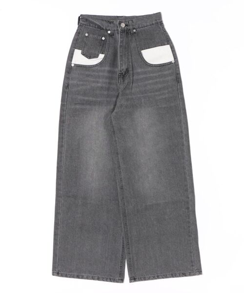 MILLION CARATS（ミリオンカラッツ）の「【差し色ポケットでこなれ見え】ワイドなのにすっきり細見え。リラクシーな穿き心地で気分は軽やか！体型カバーも叶う大人カジュアルなワイドデニム。（デニムパンツ・レディース・ブルー/グレー・FREE）」の22枚目の写真