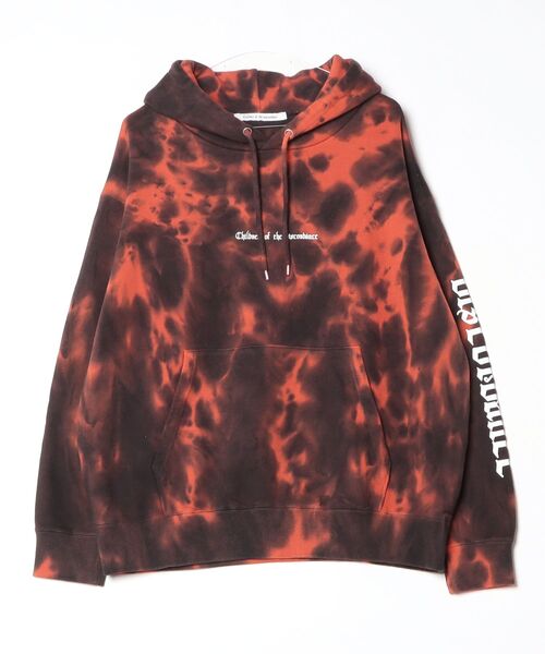 Children of the discordance（チルドレン オブ ザ ディスコ-ダンス）の「Children of the discordance / HAND DYEING & LOGO PRINT HOODIE E / COTDCS-232E（パーカー・メンズ・オレンジ/ブラック・2）」の2枚目の写真