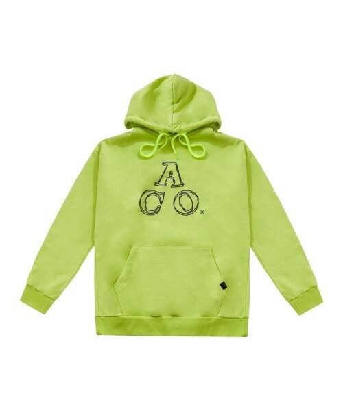 APOSTROPHE COMMA(アポストロフィコンマ)の「ACOロゴフードパーカー(ライム/チャコール)(パーカー・レディース・ライム・LARGE/MEDIUM)」の2枚目の写真