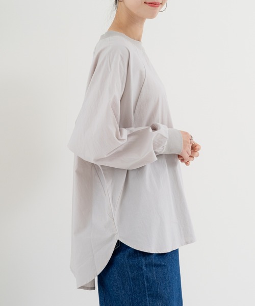 refinedworks(リファインドワークス)の「【refinedworks】 ゆるっと 纏える 抜け感トップス(Tシャツ/カットソー・レディース・ネイビー/グレー・FREE)」の8枚目の写真