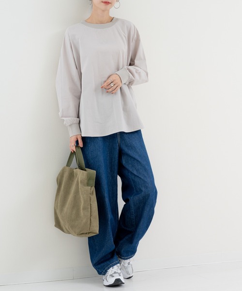 refinedworks(リファインドワークス)の「【refinedworks】 ゆるっと 纏える 抜け感トップス(Tシャツ/カットソー・レディース・ネイビー/グレー・FREE)」の18枚目の写真