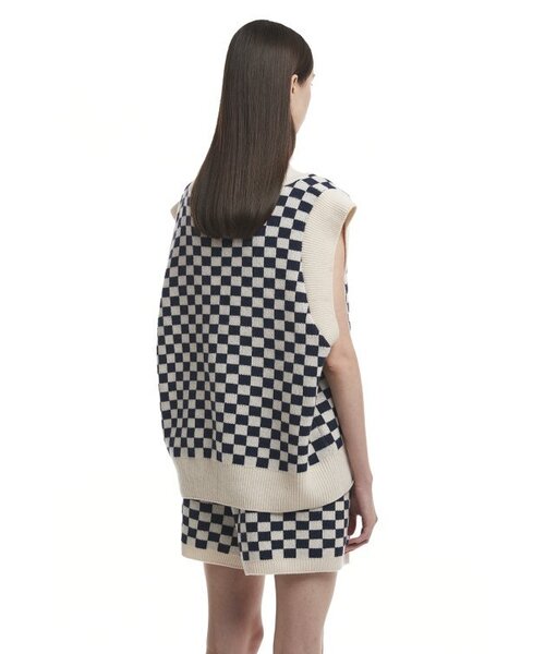 TRUNK PROJECT（トランクプロジェクト）の「Checked Knit Vest_WHITE/BLACK（ベスト・メンズ・その他・SMALL/X-SMALL/XX-SMALL/LARGE）」の2枚目の写真