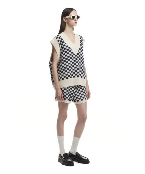 TRUNK PROJECT（トランクプロジェクト）の「Checked Knit Vest_WHITE/BLACK（ベスト・メンズ・その他・SMALL/X-SMALL/XX-SMALL/LARGE）」の3枚目の写真