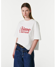 CURRENT（カレント）の「AIME CROP HALF SLEEVES T-SHIRT [WHITE]（Tシャツ/カットソー）」