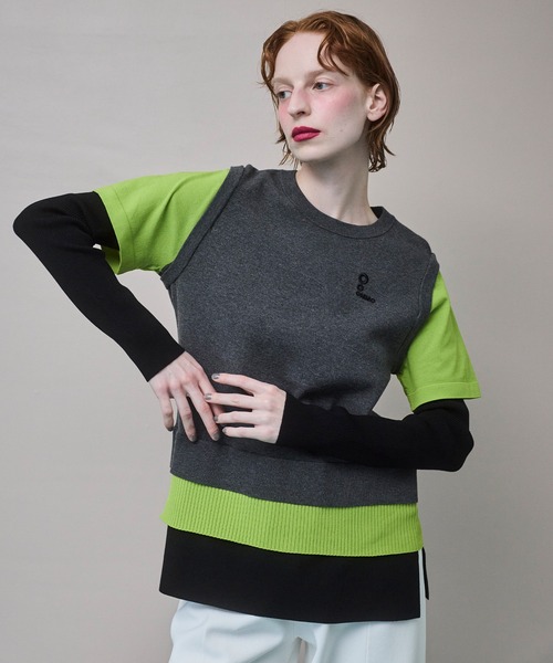OMMO(オーエムエムオー)の「MULTICOLOR LAYERED KT TOP(ニット/セーター・レディース・ブルー/グレー/ブラック/ピンク・F)」の2枚目の写真