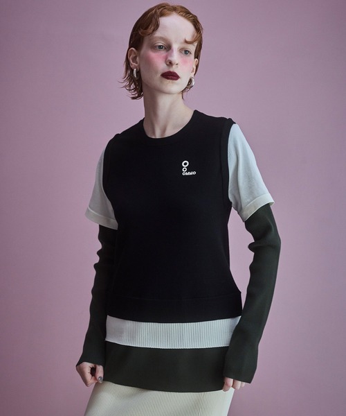OMMO(オーエムエムオー)の「MULTICOLOR LAYERED KT TOP(ニット/セーター・レディース・ブルー/グレー/ブラック/ピンク・F)」の1枚目の写真