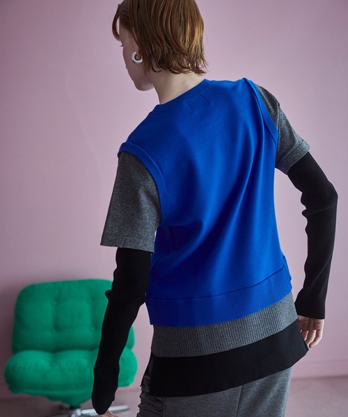 OMMO(オーエムエムオー)の「MULTICOLOR LAYERED KT TOP(ニット/セーター・レディース・ブルー/グレー/ブラック/ピンク・F)」の8枚目の写真