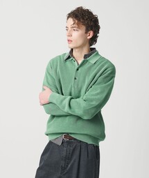 BEAUTY&YOUTH UNITED ARROWS | ギマ コットン アゼ 3ボタン ポロカラー ニット ウォッシャブル(ニット/セーター)