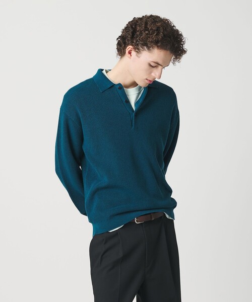 BEAUTY&YOUTH UNITED ARROWS（ビューティーアンドユースユナイテッドアローズ）の「ギマ コットン アゼ 3ボタン ポロカラー ニット ウォッシャブル（ニット/セーター・メンズ・ケリーグリーン/コバルトブルー・XL/L/M/S）」の4枚目の写真