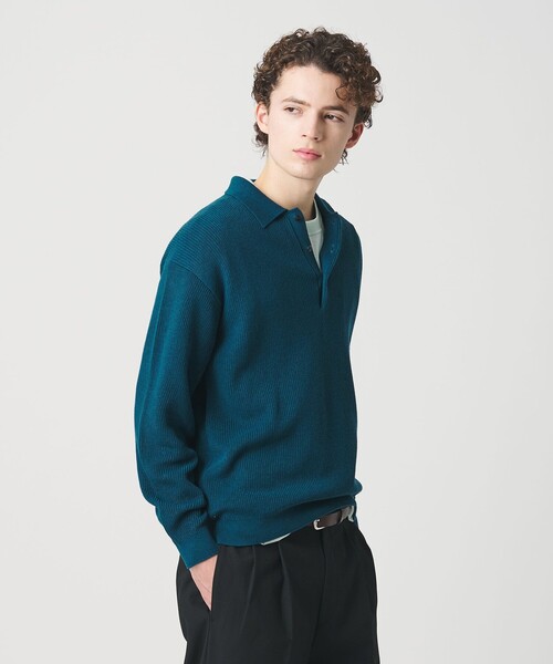 BEAUTY&YOUTH UNITED ARROWS（ビューティーアンドユースユナイテッドアローズ）の「ギマ コットン アゼ 3ボタン ポロカラー ニット ウォッシャブル（ニット/セーター・メンズ・ケリーグリーン/コバルトブルー・XL/L/M/S）」の5枚目の写真