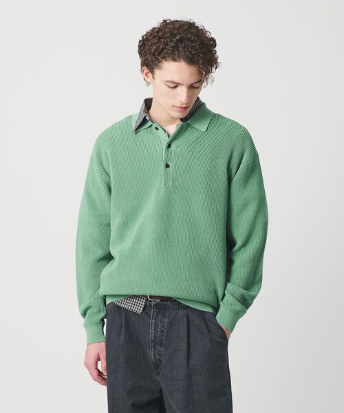 BEAUTY&YOUTH UNITED ARROWS（ビューティーアンドユースユナイテッドアローズ）の「ギマ コットン アゼ 3ボタン ポロカラー ニット ウォッシャブル（ニット/セーター・メンズ・ケリーグリーン/コバルトブルー・XL/L/M/S）」の8枚目の写真