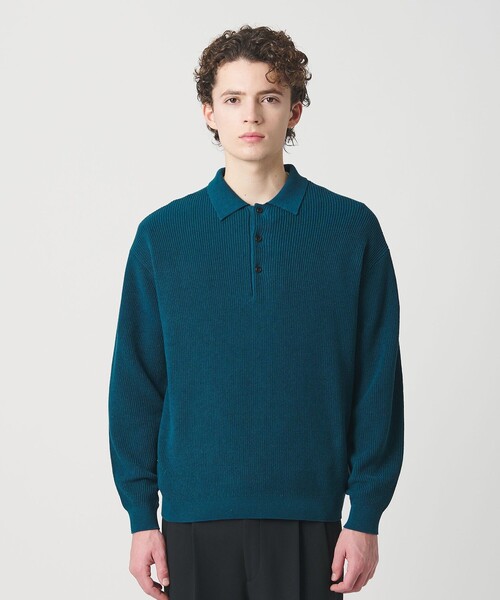 BEAUTY&YOUTH UNITED ARROWS（ビューティーアンドユースユナイテッドアローズ）の「ギマ コットン アゼ 3ボタン ポロカラー ニット ウォッシャブル（ニット/セーター・メンズ・ケリーグリーン/コバルトブルー・XL/L/M/S）」の9枚目の写真